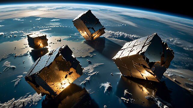 Orbiting Collection of Broken Space Debris Elements - Powered by Adobe