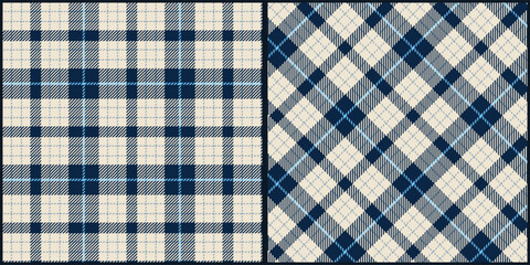 Tartan plaid pattern vector graphic. Seamless check plaid texture background for dress, skirt, scarf, throw, jacket, fabric, cloth, blanket. Scottish retro style.