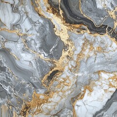 Luxurious Marble Veins: Intricate patterns of grey and gold dance across the surface of a luxurious marble, evoking a sense of opulence and timeless beauty.