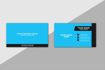 Business card print templates. Personal visiting card with company logo. Vector illustration. Stationery design