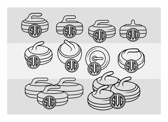 Curling Rocks Circle Monogram, Curling Rocks Silhouette, Sports Svg, Curling Svg, Winter Sports Svg, Curling Png, Curling Svg Images, Cut Files