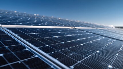 Ultra quality image of close-up of a solar panel texture, photovoltaic panels on a roof, focus stacking, blue background, flat lay, high-resolution photography, insanely detailed.
