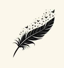 Obraz premium Feather Freedom: Birds Soaring in Minimalist Night Sky