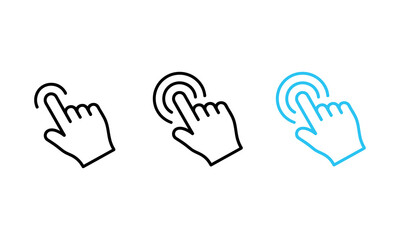 Click Icon Vector Hand Cursor with Click Gesture Symbol