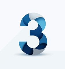 Modern Blue Number Three Illustration