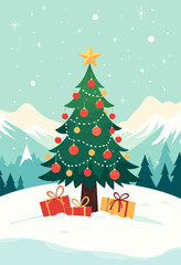 Fototapeta premium Winter Wonderland Christmas Tree with Gifts