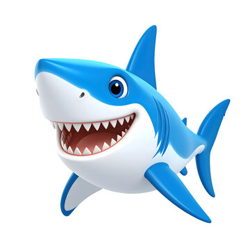 Smiling cartoon white shark 3D Icon