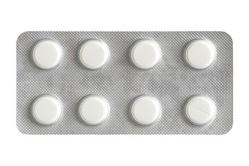 White tablets blister pack isolated on transparent background