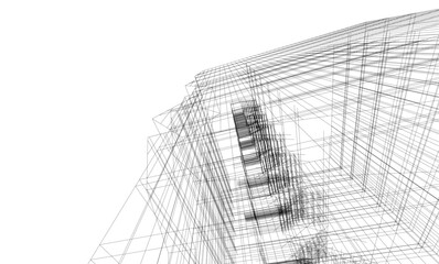Abstract buildings 3d. Architectural background 