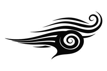 Abstract Black Tribal Design Element with Swirls and Flowing Lines Graphic Art