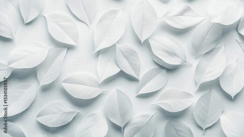 Poster minimalist white leaf backdrop with seamless texture for design use