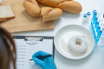 Scientist check chemical and fungus in laboratory. Control experts inspect the concentration of...
