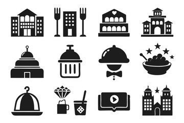 Collection of vector icons representing hospitality services and luxury experiences