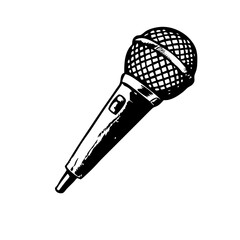 Retro microphone sketch with engraved mesh detail and vintage switch