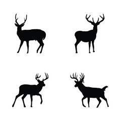 Deer Silhouette Bundle – Graceful Standing, Running & Jumping Stag Vector Clipart