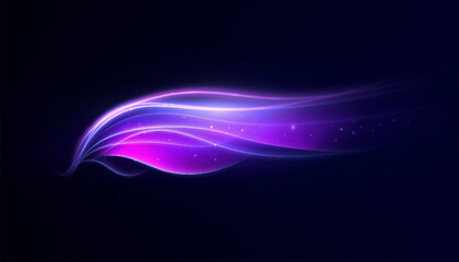 Purple light flow with soft waves and glow on a dark background. Used in futuristic, digital and magical visualizations.