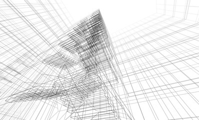 Perspective view of modern architecture 3d illustration