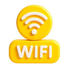 3d icon of yellow 3d wifi icon isolated on white background