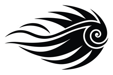 Sleek Black Tribal Tattoo Design Featuring Flowing Lines and a Central Swirl Shape