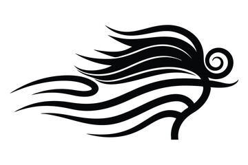 Abstract Tattoo Design Depicting Flowing Lines with a Swirling Pattern in Black Ink