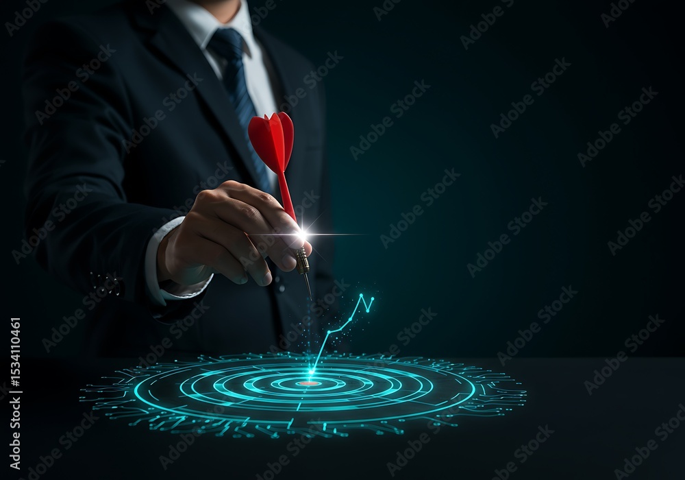 Poster achieving business goals with targeted strategies and precise execution
