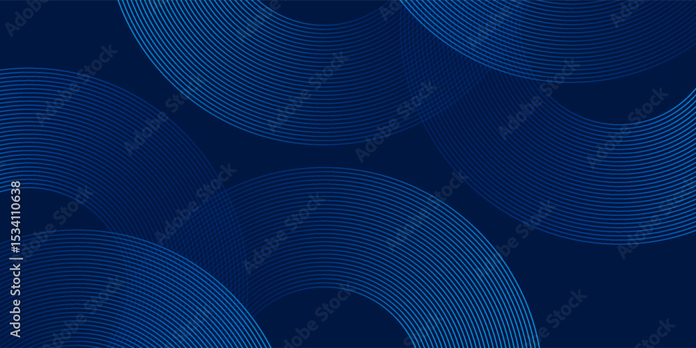 Poster modern blue background with curved and overlapping blue gradient lines, vector
