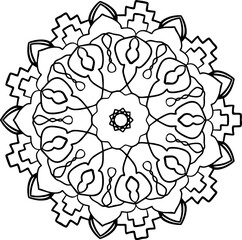 Abstract mandala arabesque coloring page book illustration