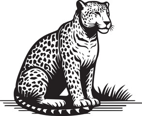 Black and White Jaguar Vector Illustration – Minimalist Wild Cat Silhouette Art	

