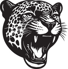 Black and White Jaguar Vector Illustration – Minimalist Wild Cat Silhouette Art	

