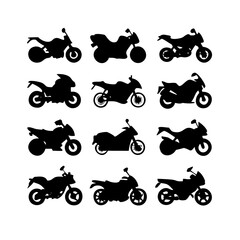 set of silhouettes of motorcycle