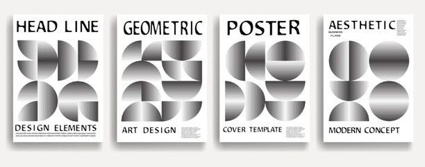 Modern posters . Vector design composition with various geometric shapes . Abstract contemporary art . Vector art ideal for media, ads, covers, brochures, banners
