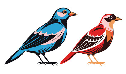 Fototapeta premium Photo of a vibrant blue and red bird illustration, isolated on white background