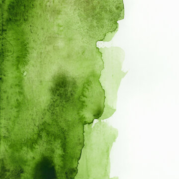 Bright painted green watercolor texture. Hand drawn background