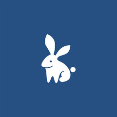 cute bunny white illustration logo
