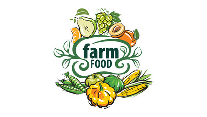 Vector logo of farm products, hand-drawn