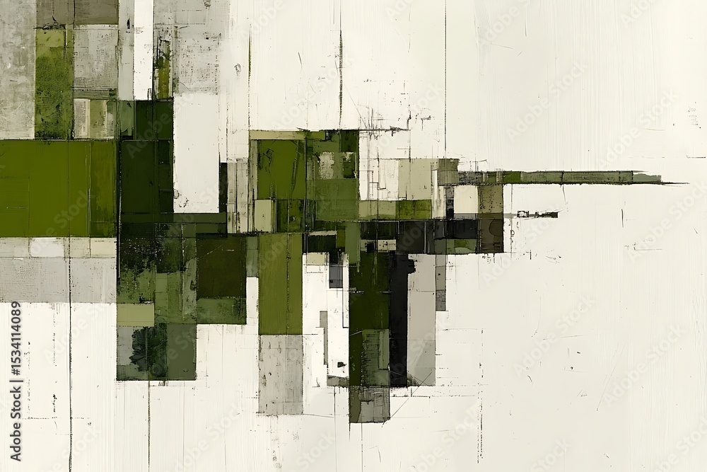 Poster abstract olive geometric arrangement with linear texture and minimalist color