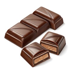 Naklejka premium Pieces of chocolate bar isolated on transparent background Generative Ai