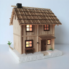 wooden house isolated on white background