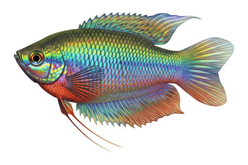 Fototapeta premium Explore the beauty of gourami fish species a colorful aquarium pet for fishkeeping enthusiasts today on transparent background