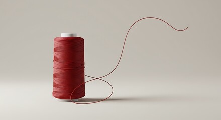 Vivid Red String Spool with Dynamic Paint Splash Conceptual Art variation 3