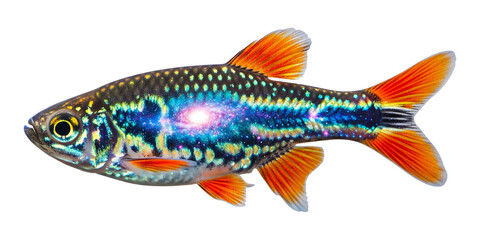 Celestial pearl danio galaxy rasbora fish exotic pet fish freshwater aquarium fish tropical fish image on transparent background