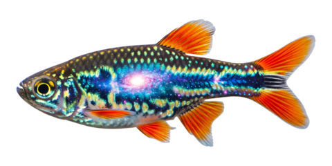 Celestial pearl danio galaxy rasbora fish exotic pet fish freshwater aquarium fish tropical fish image on transparent background
