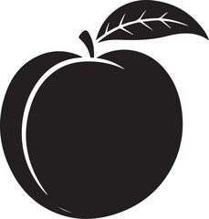 Simple Black Silhouette of a Plum with Leaf