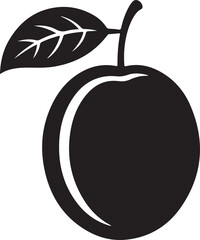 Simple Black and White Plum Fruit Icon Illustration