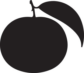 Simple Black Silhouette of a Plum with Leaf