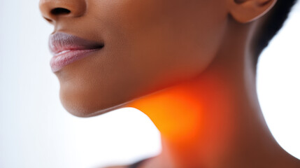 Woman with Visible Red Throat Indicative of Inflammation or Infection, Medical Symptom in High-Resolution Stock Image