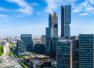 Aerial view of Shanghai skyscrapers in Yangpu central district, Shanghai.