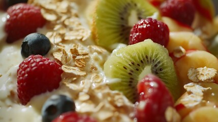 Delightful fruit and yogurt parfait, a symphony of textures and flavors.