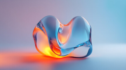 Abstract Glass Sculpture with Gradient Lighting