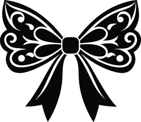 Fototapeta premium Ornate Black Bow Silhouette
